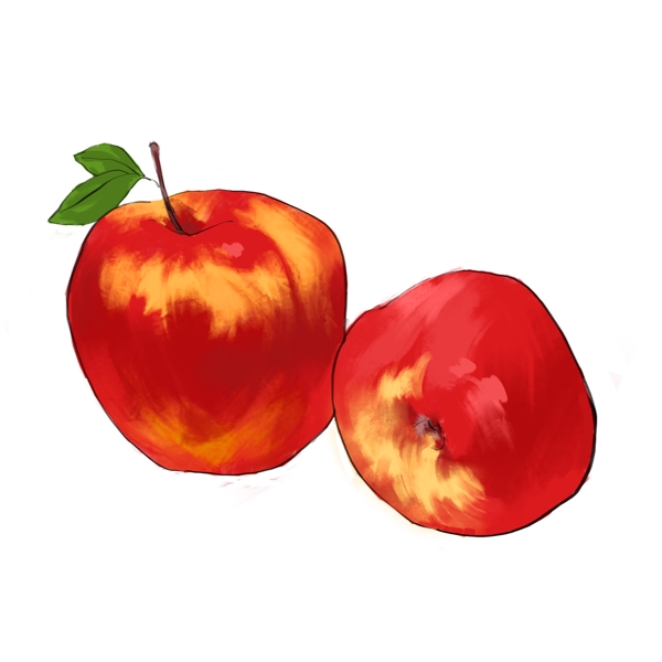 美味油桃水果插畫