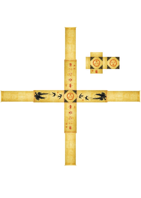 章水泉竹藝包裝展開圖圖片