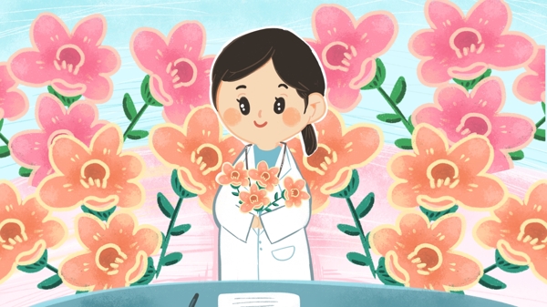医师节医生护士医院花朵庆祝白衣天使海报