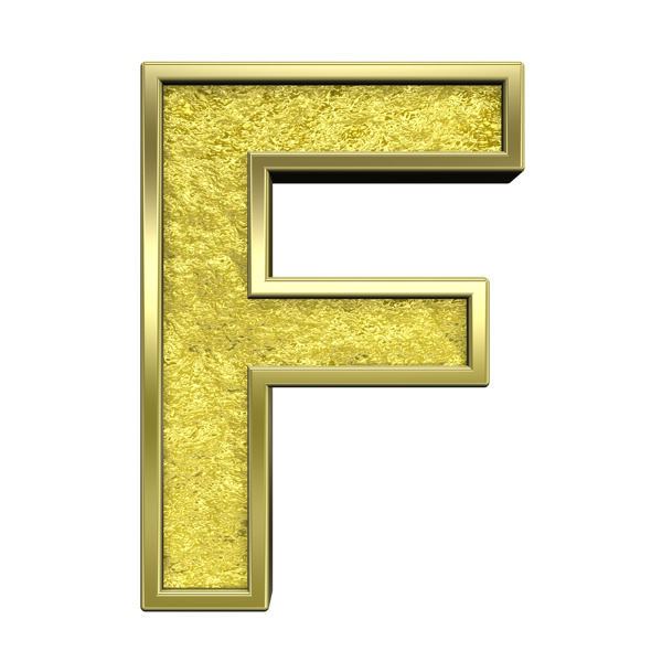 從黃金鑄造的字母集的一封信