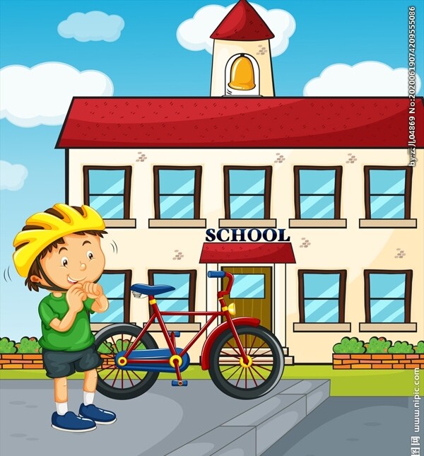 卡通儿童自行车运动