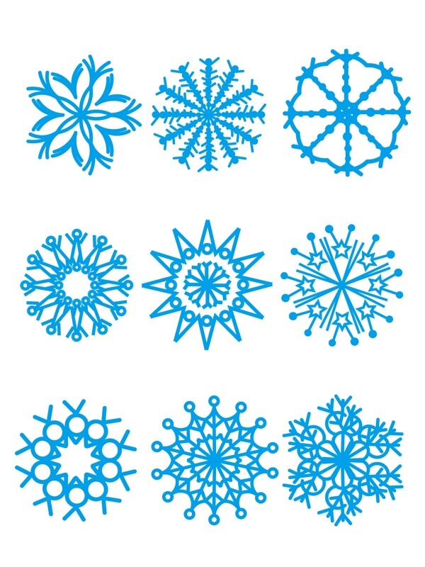 雪花矢量图标圣诞节蓝色冬季卡通可商用素材