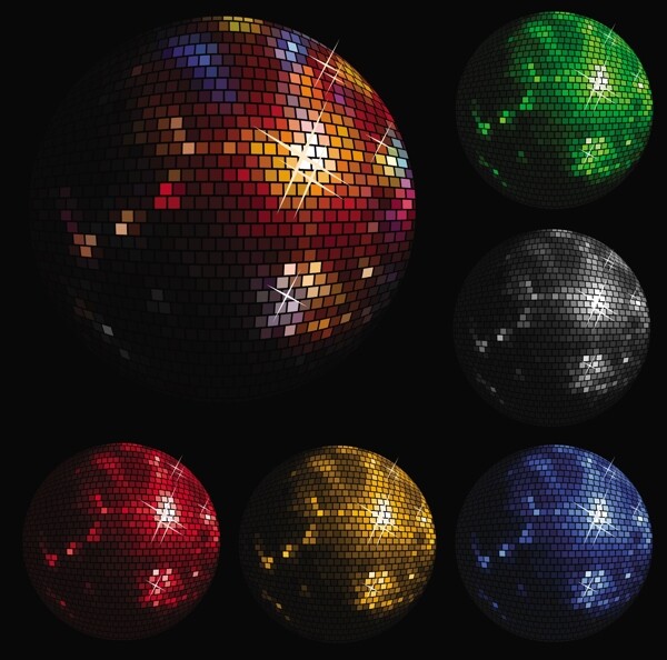 2个迪斯科舞厅水晶球背景矢量素材