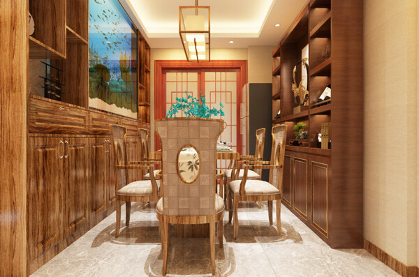 新中式餐厅装饰装修效果图