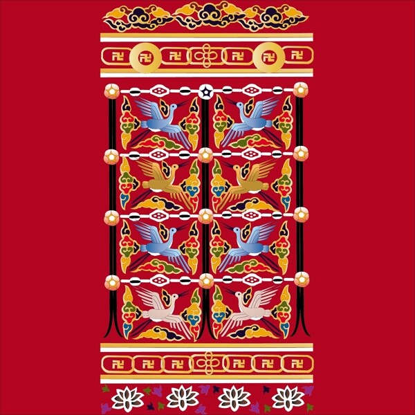 中國古典白鶴吉祥圖案矢量素材