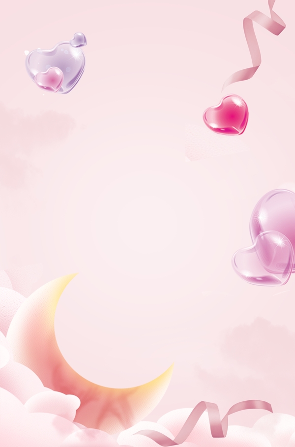 情人节粉色浪漫漂浮爱心气球浪漫广告背景