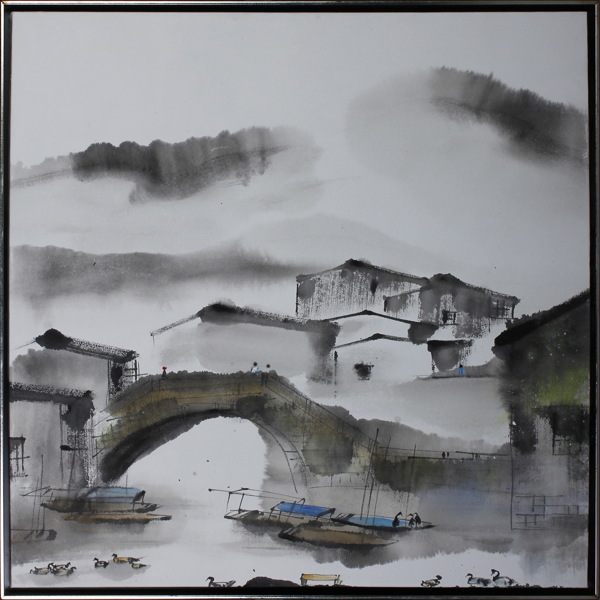 山村风景中国画