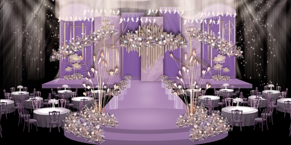 紫色大理石婚礼主舞台效果图