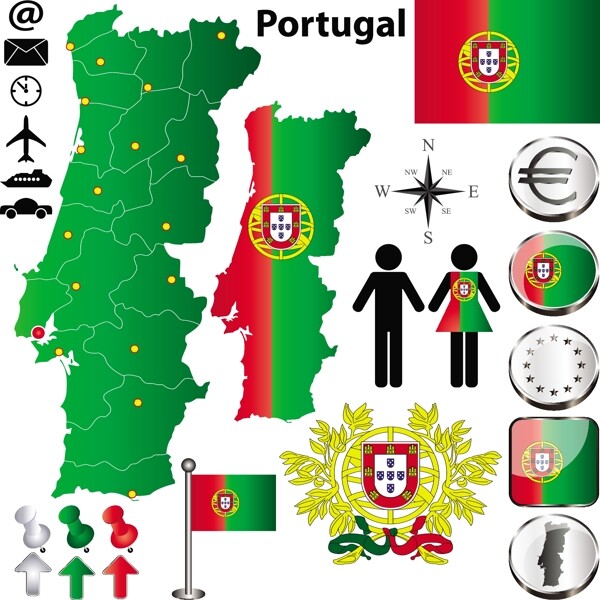 葡萄牙地图国旗