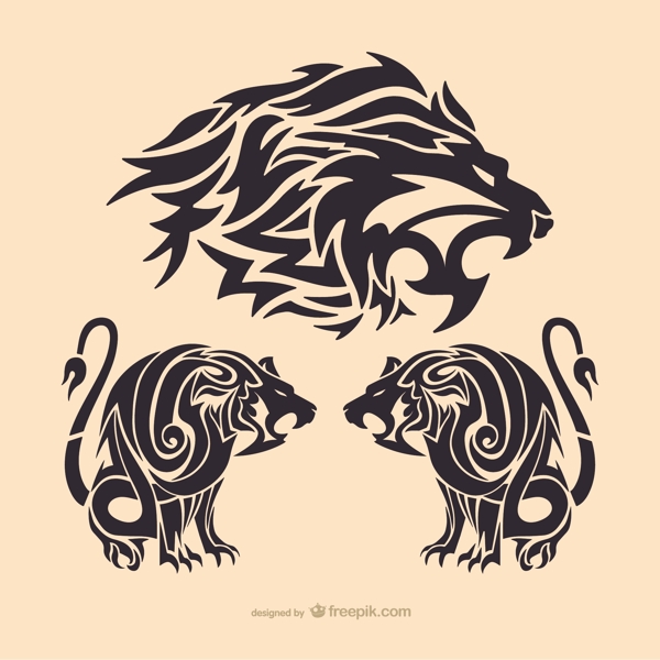 部落的狮子纹身