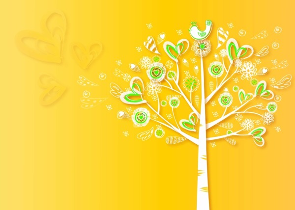 创意浪漫的爱心大树插画