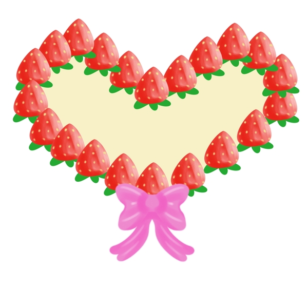 草莓爱心边框插画