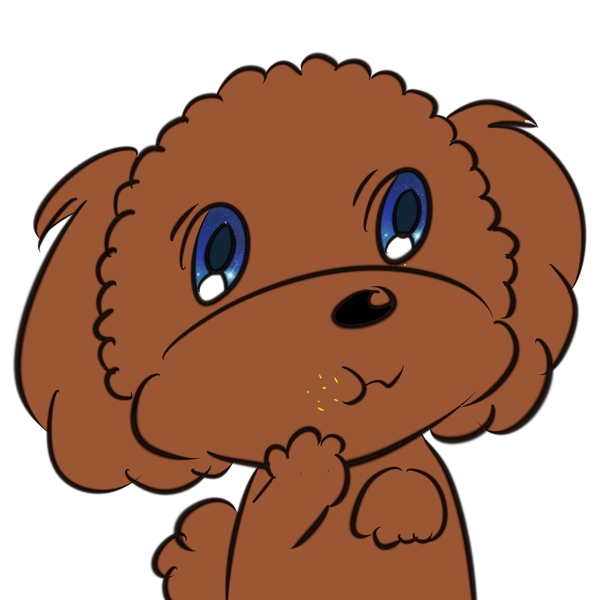 卡通原创手绘插画可爱宠物狗偷吃零食的泰迪