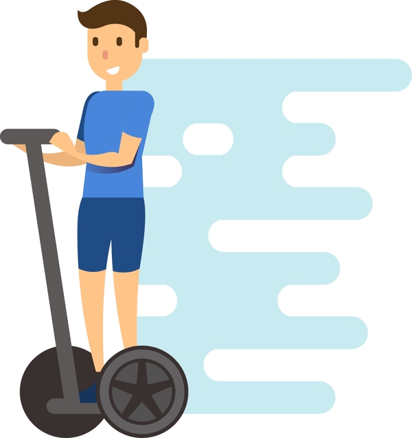 运动健身平衡车男孩扁平设计