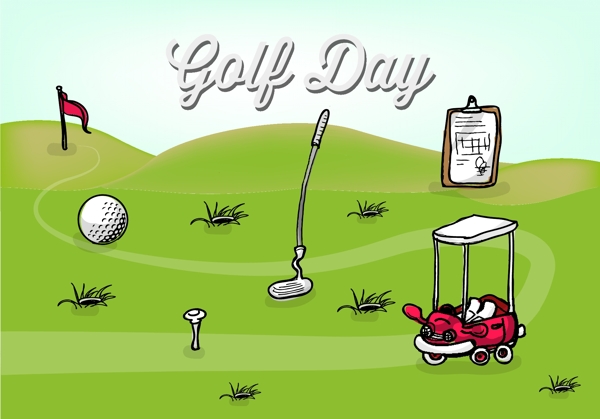 免费高尔夫球日矢量图