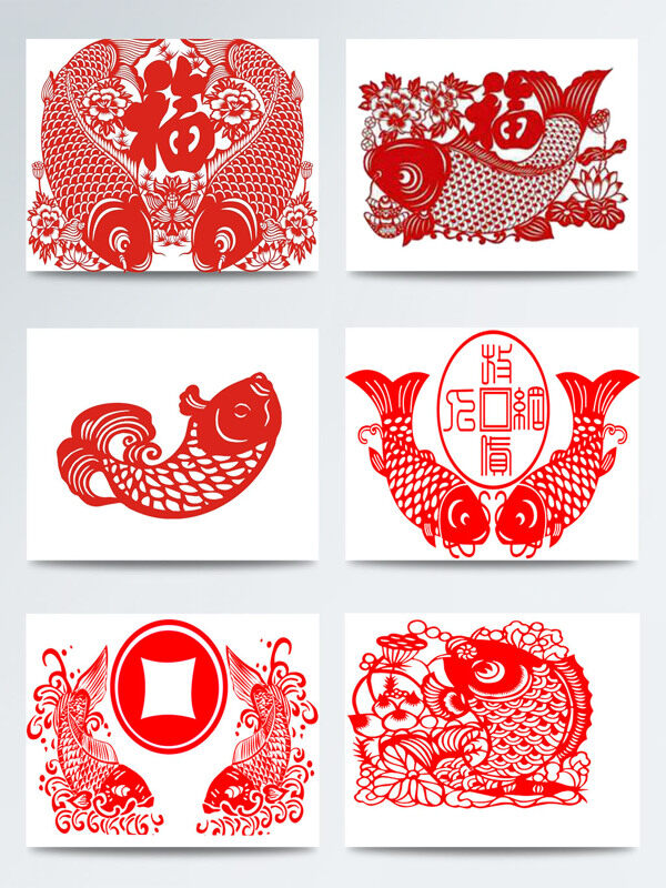 红色中国风剪纸装饰