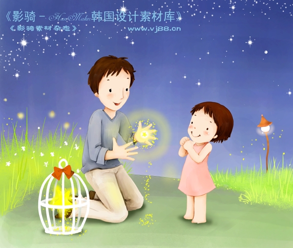 HanMaker韓國設(shè)計素材庫卡通漫畫全家幸福家庭生活父母孩子可愛