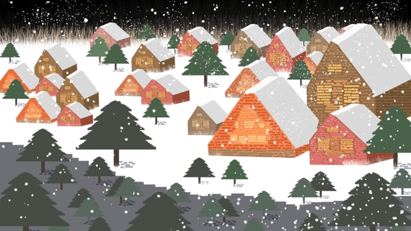 圣诞节冬季雪屋背景设计