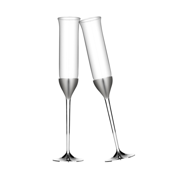酒杯实物香槟酒杯玻璃杯金属底座酒杯