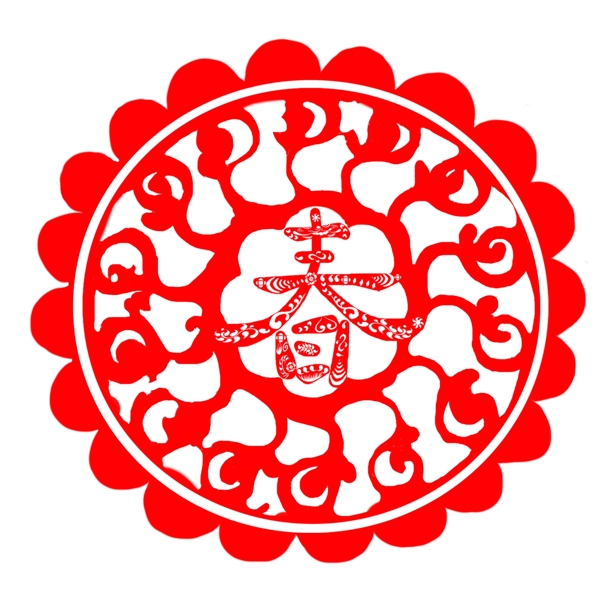 窗花剪紙創(chuàng)意春字新年喜慶藝術(shù)字可商用元素