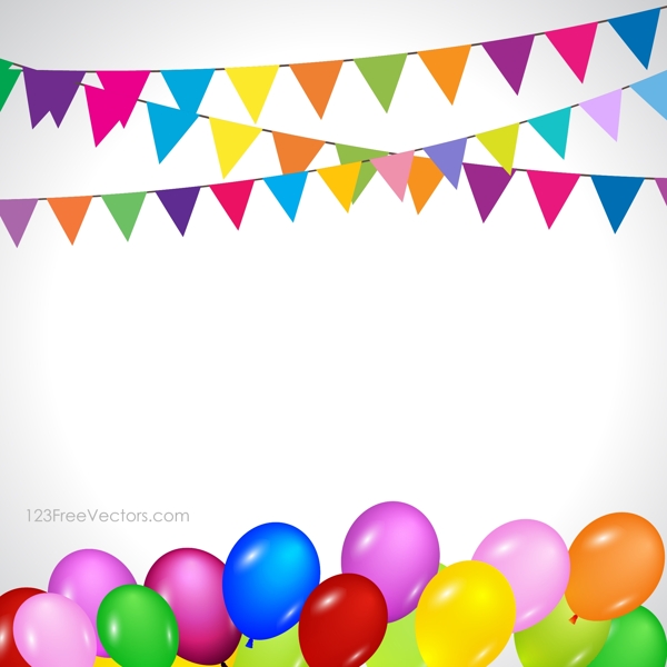 生日快乐的气球彩旗背景图像