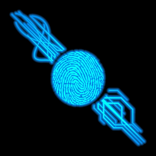科技指纹装饰蓝色发光炫酷元素设计
