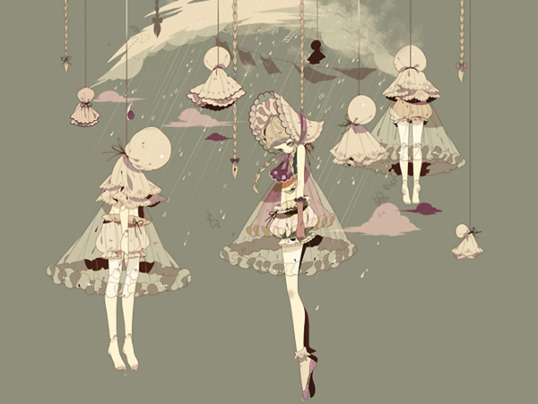 日本手繪插畫動(dòng)漫美少女
