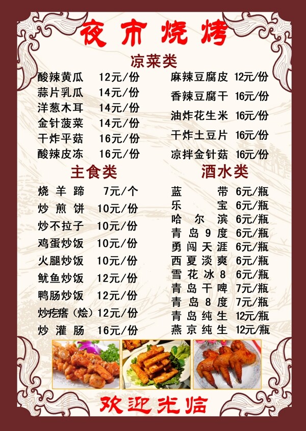 菜單模板