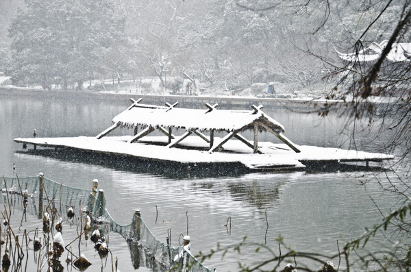 西湖雪景圖片