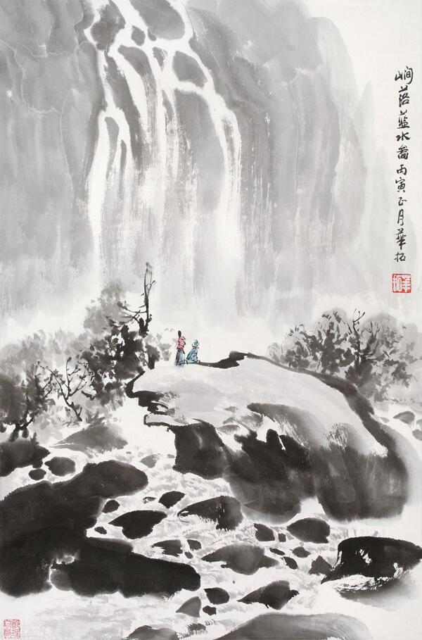 澗落藍(lán)水圖圖片