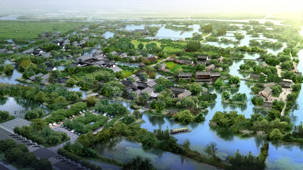 村莊與濕地景觀環(huán)境設(shè)圖片
