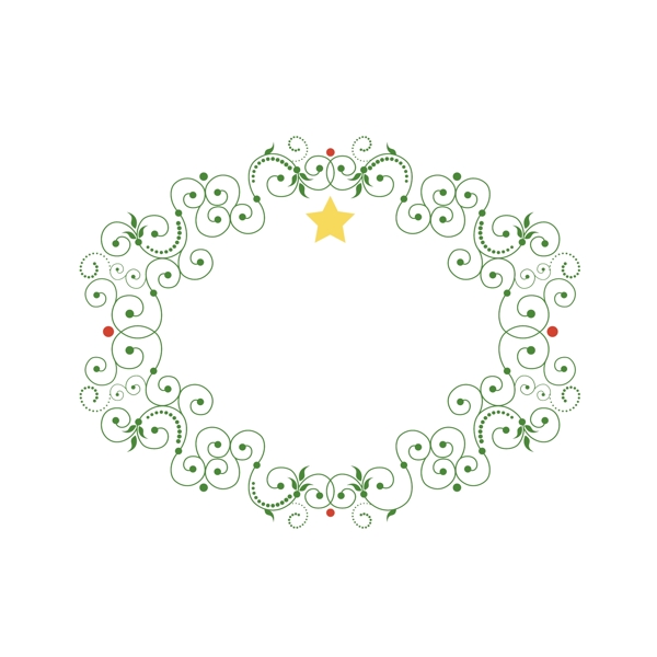 圣诞节欧式唯美星星绿色蔓藤纹样边框