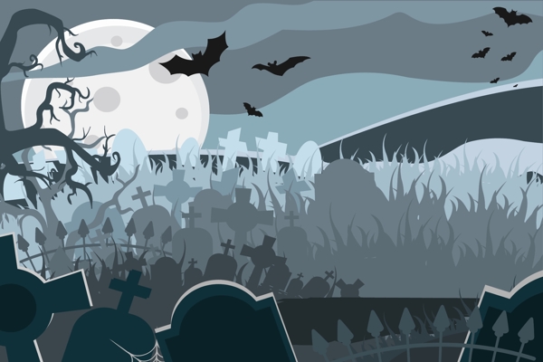 夜晚墓地蝙蝠背景