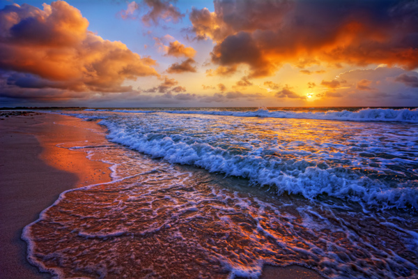 落日沙滩风景图片