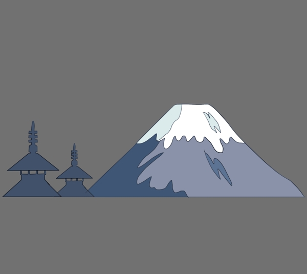 日本富士山太阳插画