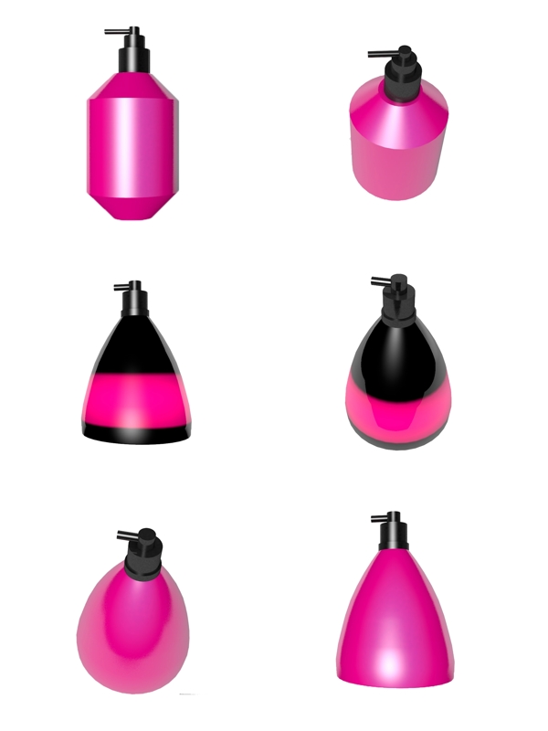 立体瓶子罐子粉红黄色化妆品容器元素