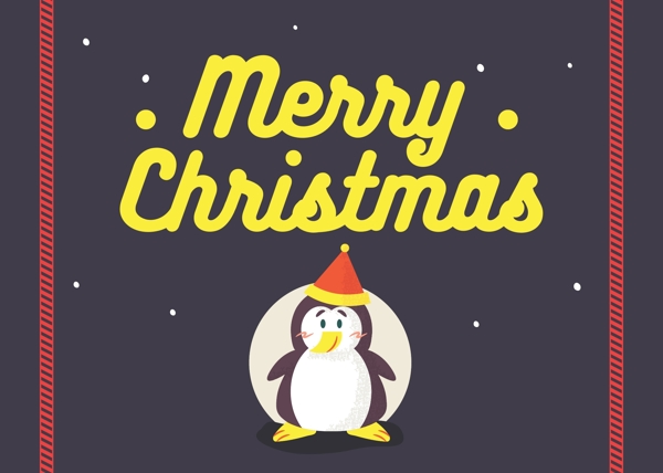 可爱卡通企鹅圣诞贺卡海报