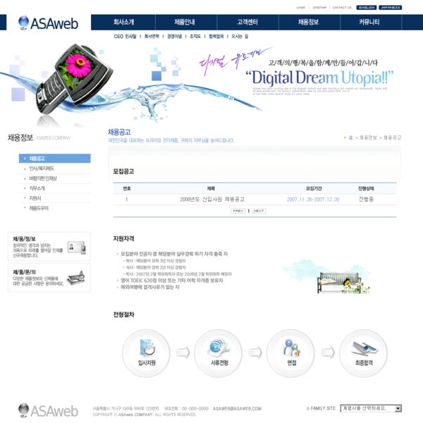 藍色系列韓國網站模板個人網站模板企業(yè)網站模板psd網頁模板psd網站源文件網頁素材下載