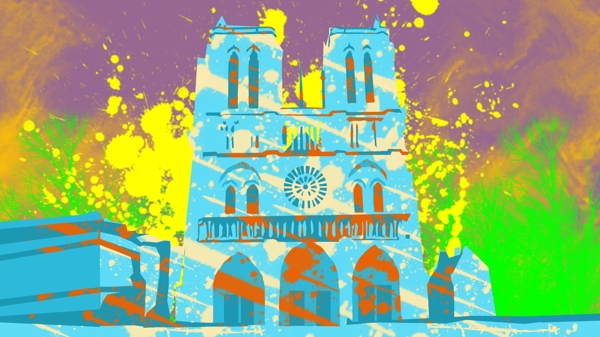 巴黎圣母院水彩画油画