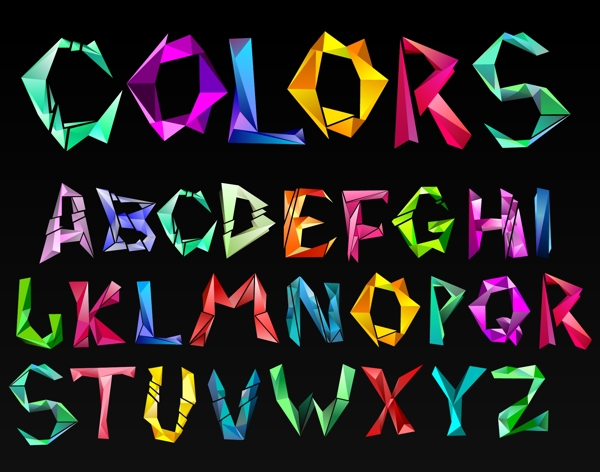 折纸信色彩设计的11系列矢量