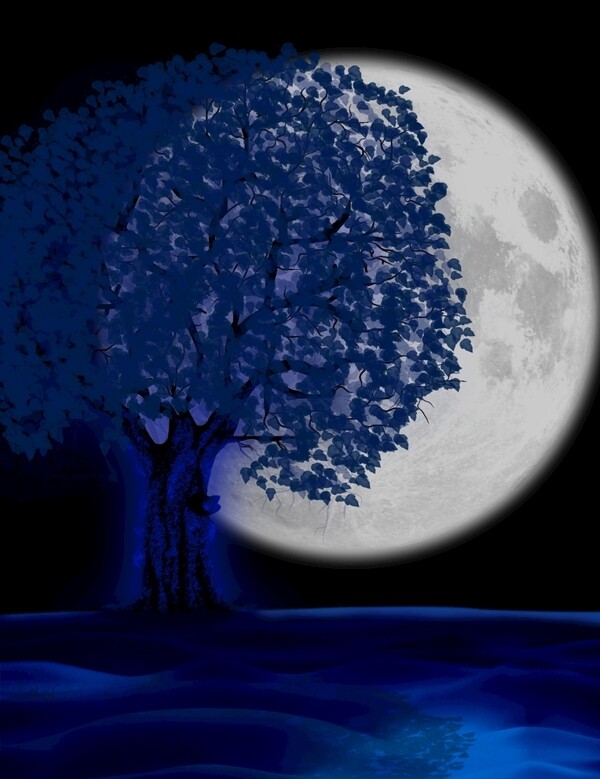 月下树图片