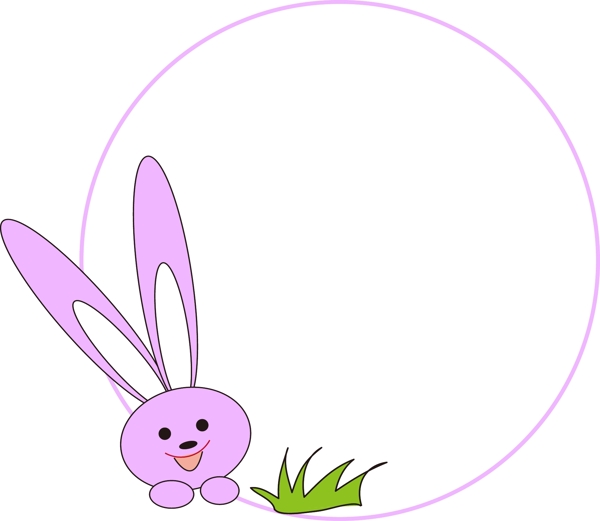 紫色兔子边框插画