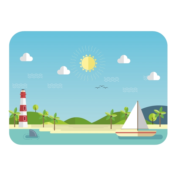 海邊風(fēng)景矢量圖