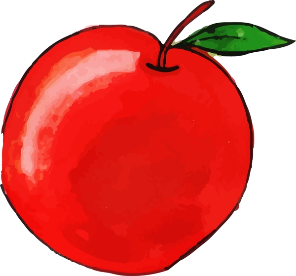 卡通水彩红色的苹果矢量图片