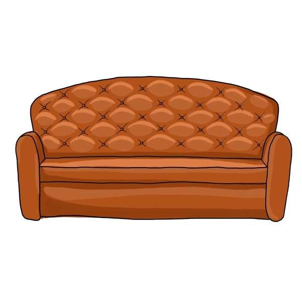 棕黄色皮质沙发插画