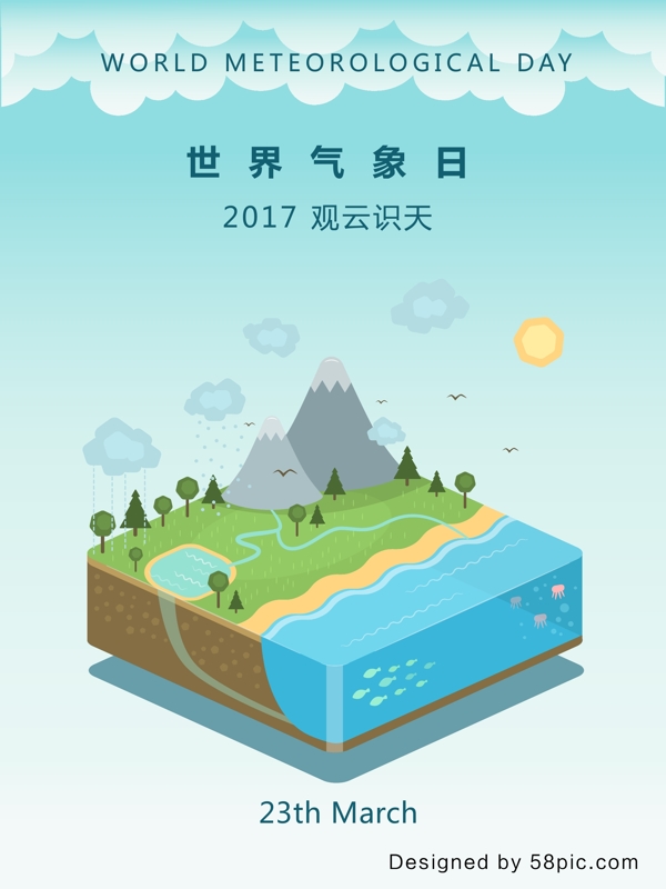 世界氣象日矢量海報