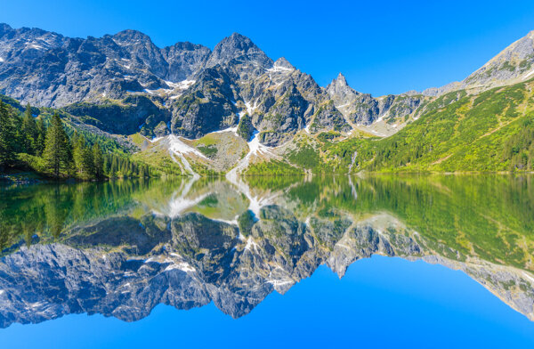 美丽山峰湖面倒影图片