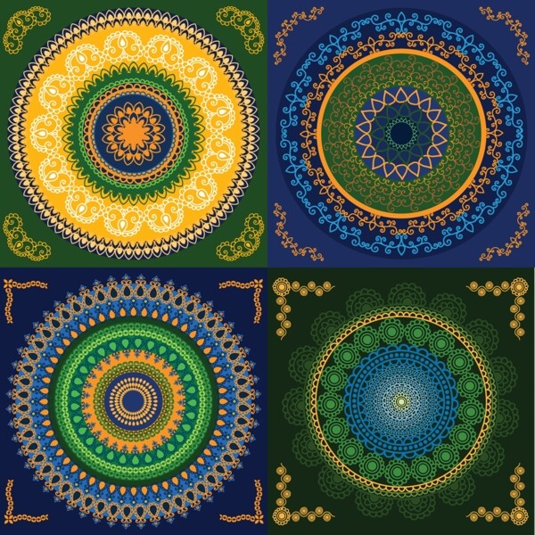 精美圓形花紋圖案矢量素材2