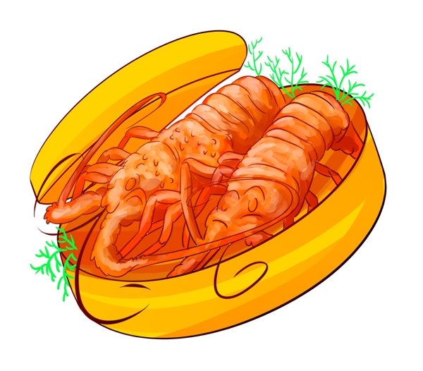 美味龙虾卡通插画