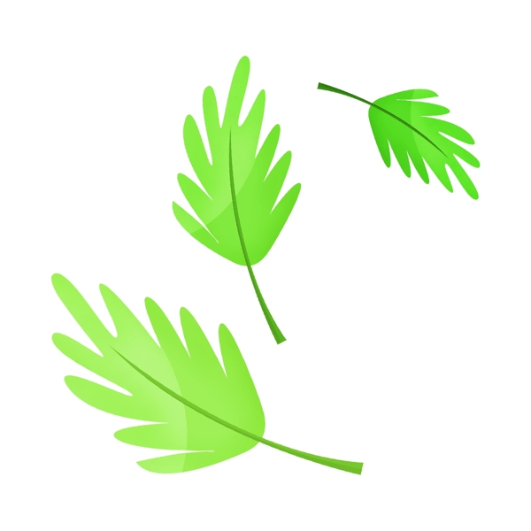 分叉的绿色叶子插画